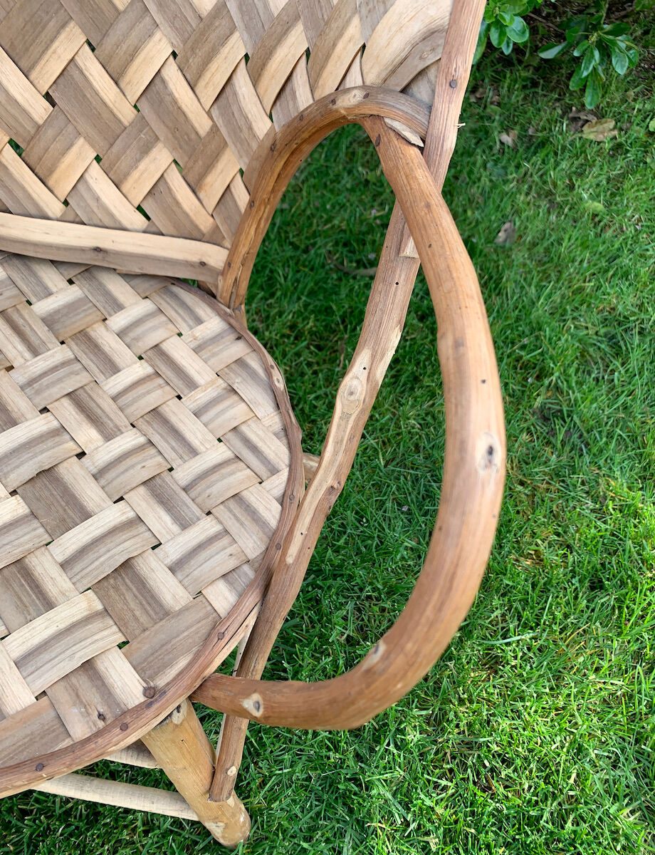 Trio of braided chestnut chairs