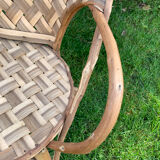Trio of braided chestnut chairs