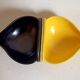 Double two-tone ramekins black yellow 50s