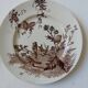 4 plates creil & montereau chardonnerets model with sepia birds decor