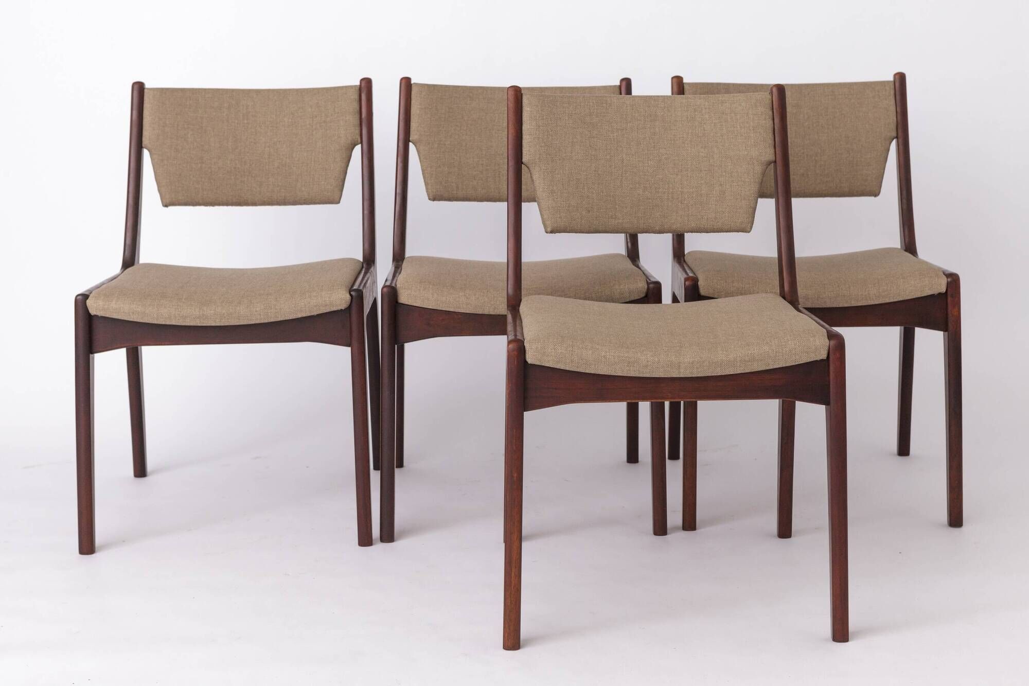 Set of 4 Vintage Teak Chairs | 1960s-70s Mid-Century Modern Seating | Wide
