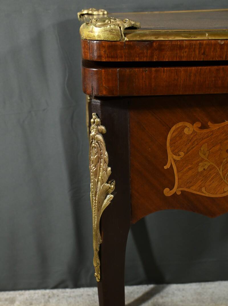 Mahogany Games Table, Louis XV/Louis XVI Transition Style – Late 19th Century