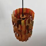 Set of 2 gold and orange 'Facet-pop' pendant lamps by Louis Weisdorf for Lyfa, Denmark 1960's