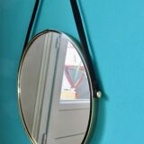 Round brass mirror. Denmark 1960