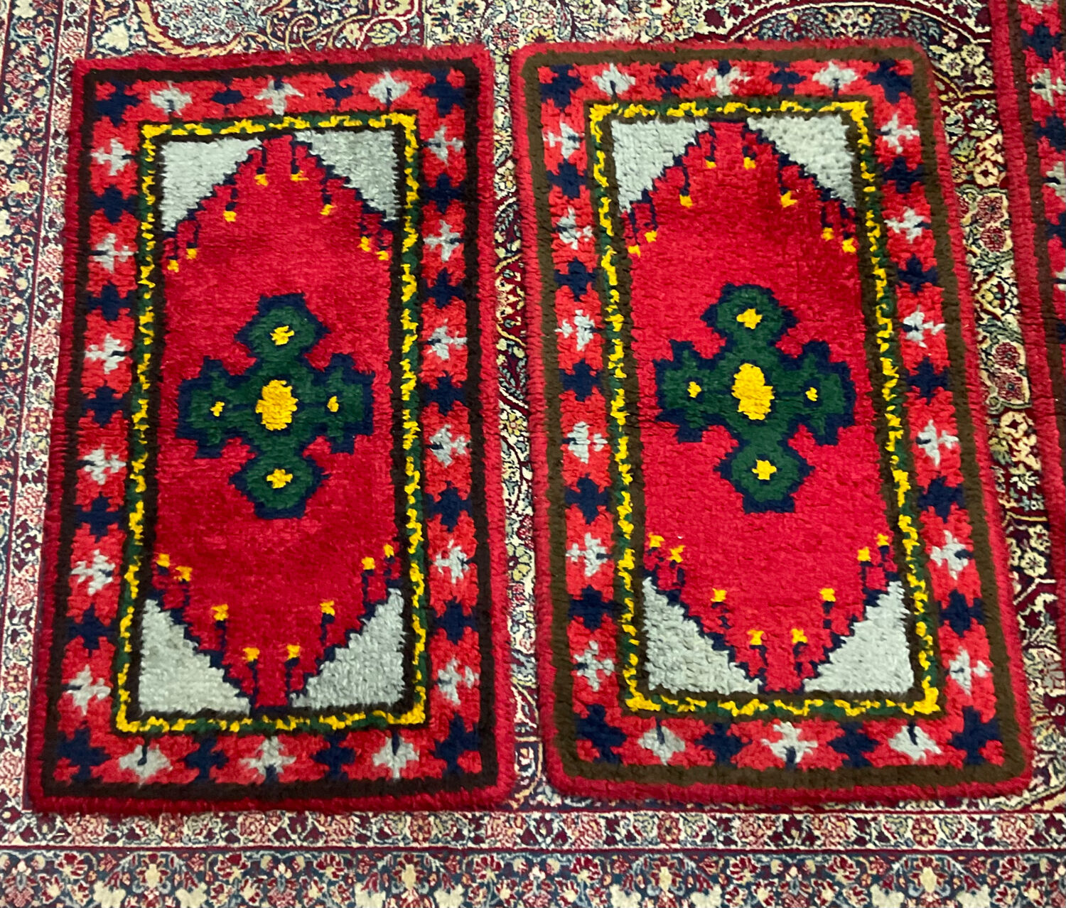 Pair of vintage rugs in Berber style wool