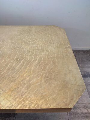 Engraved brass dining table attributed to Georges Mathias, 1975