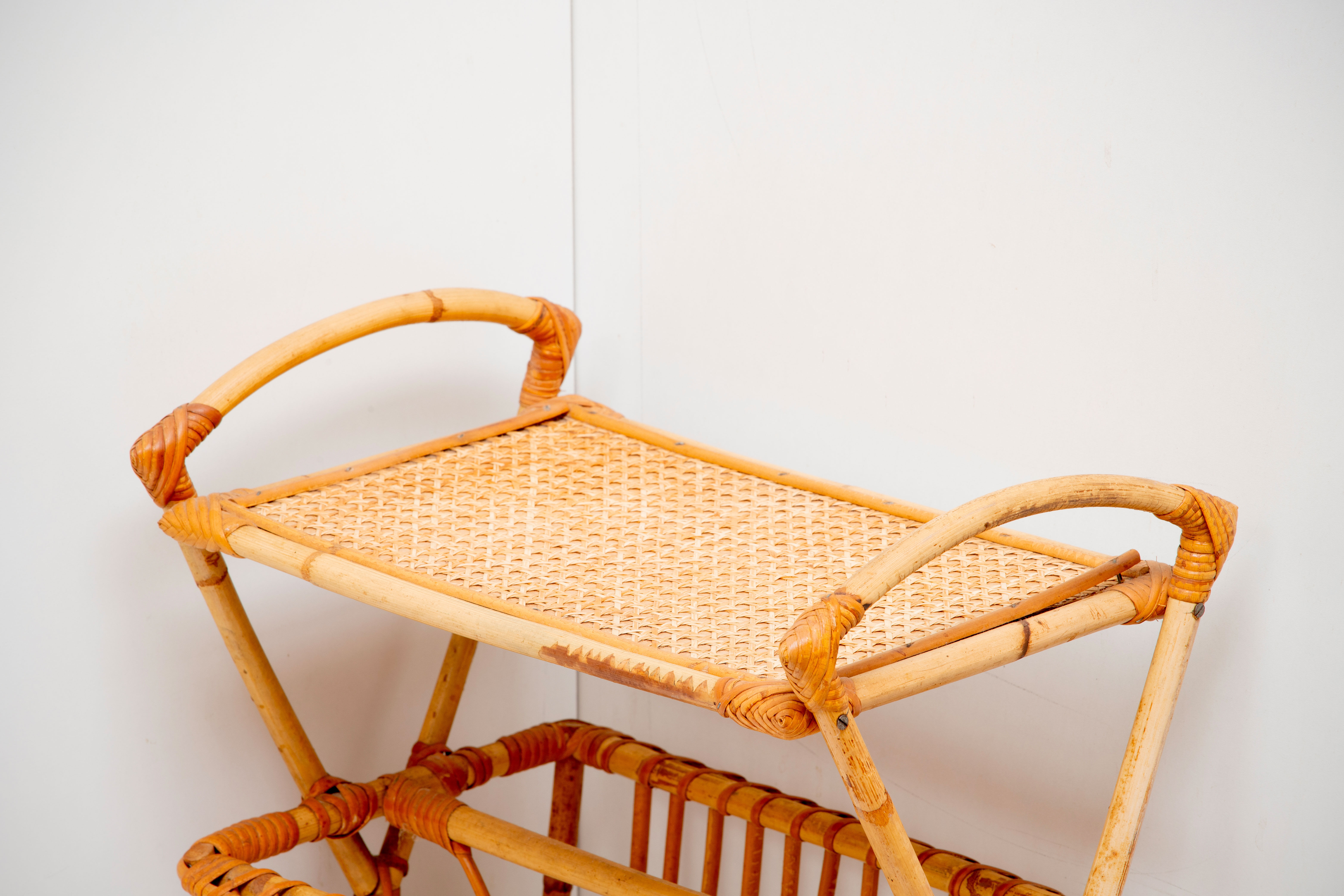 Rattan and caning magazine rack