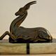 French Art Deco Clock Marble Onyx & Brass With A Bronzed Spelter Gazelle
