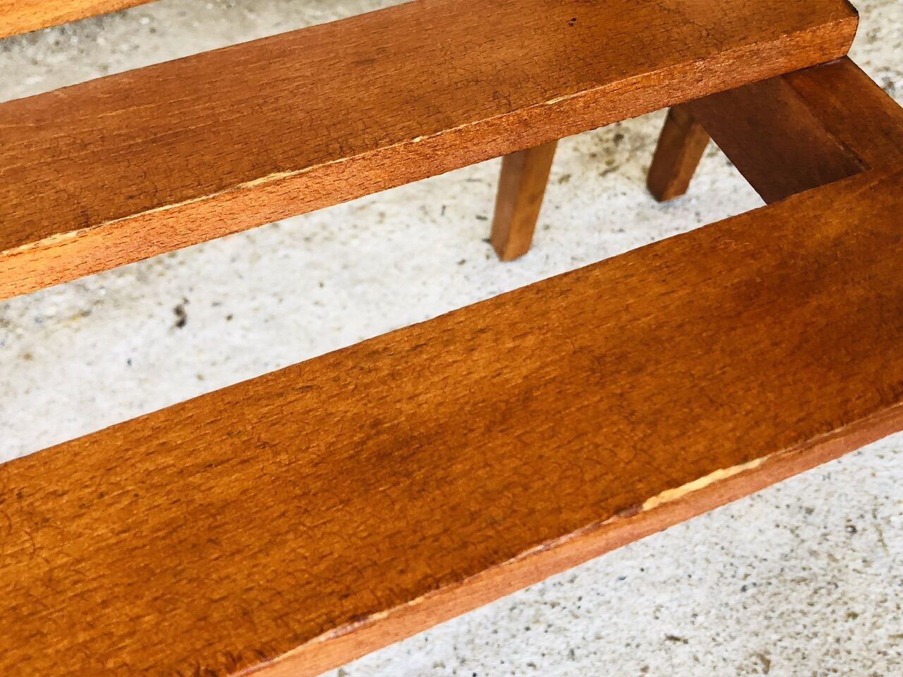 Pair of slatted side tables, Scandinavian style, 60s