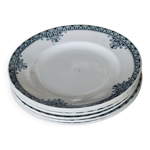 6 assiettes plates vintage - terre fer