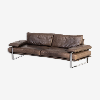 Foster & Partners ‘Still Sdc250’ curved sofa in brown leather for Molteni & C