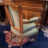 18th century Louis XVI green velvet cabriolet armchair