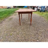 Country farmhouse table in pine and walnut, 1 drawer