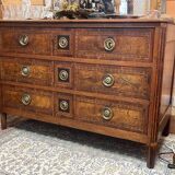 Louis XVI period chest of drawers in walnut, oak and fir, 18th century