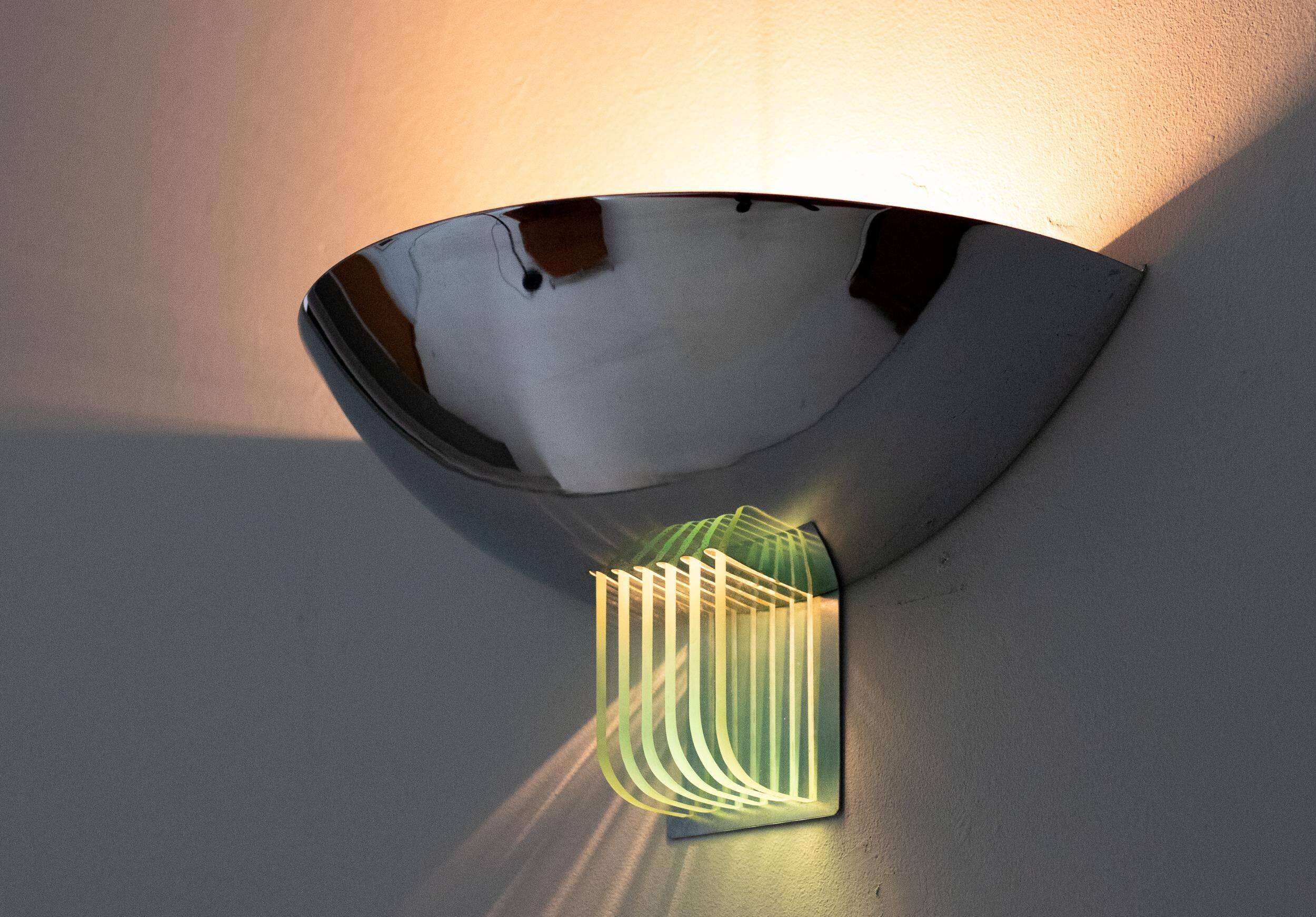 Chrome and crystal wall light, Italy, 1960s