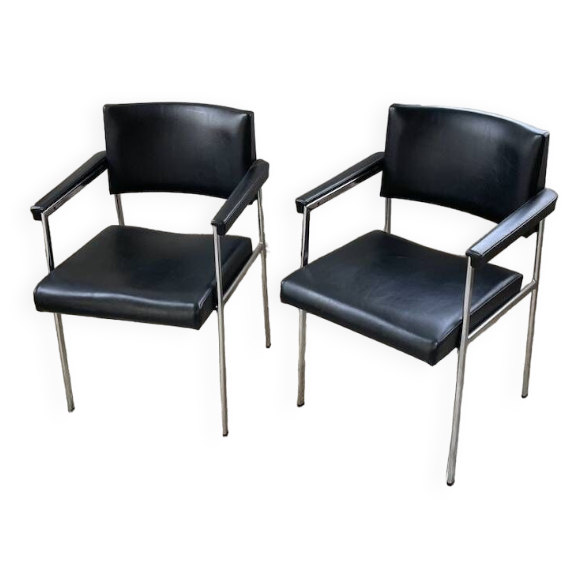 Pair of chrome office chairs