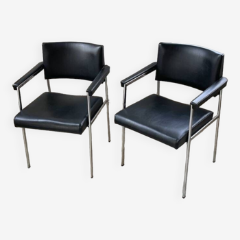 Pair of chrome office armchairs