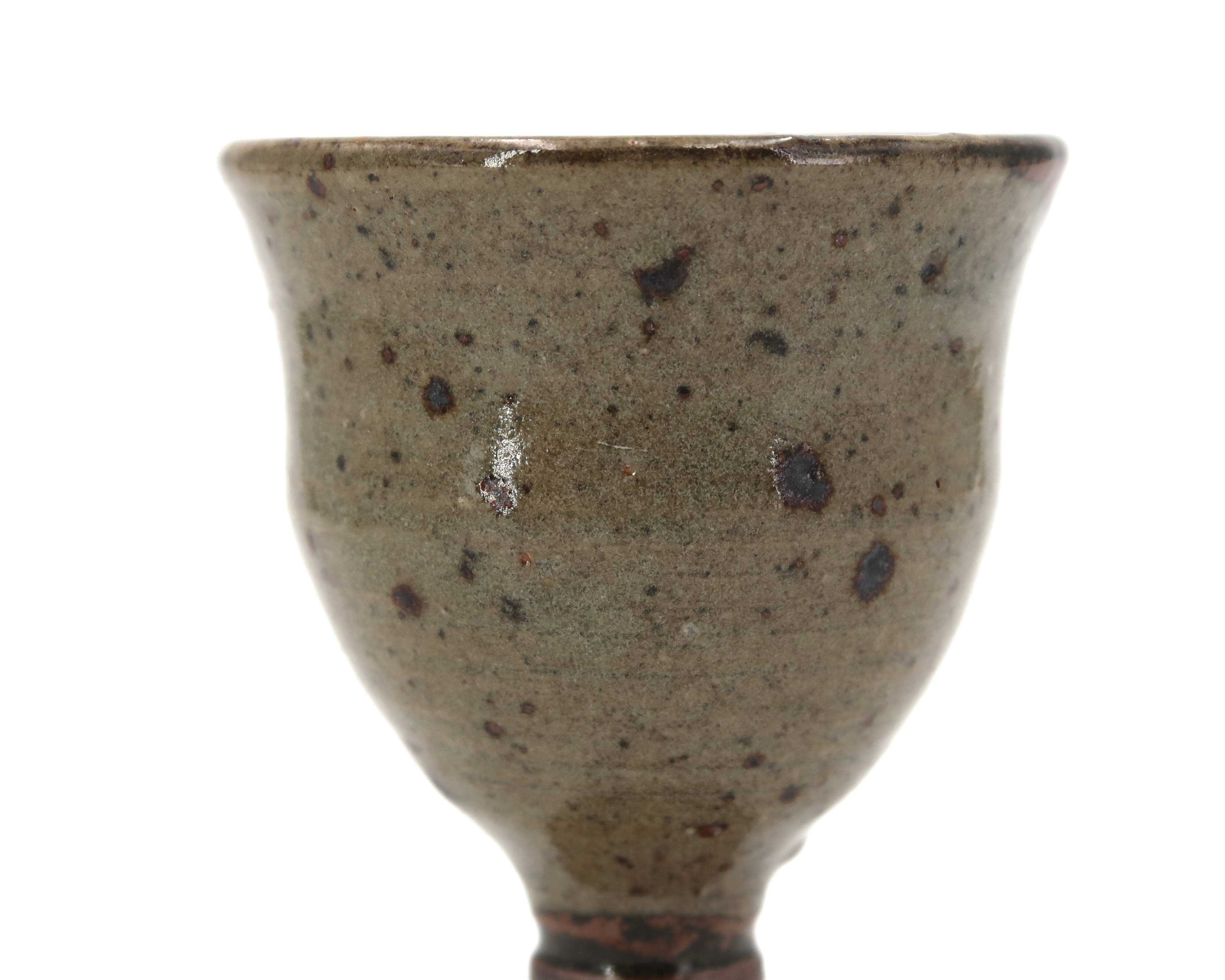 Stoneware chalice-style stemmed glass by Jean Linard, 1960s