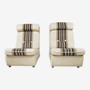 Pair of vintage wool buckle chairs
