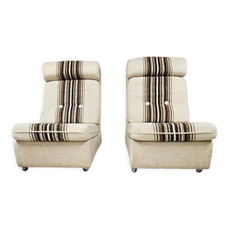 Pair of vintage wool buckle chairs