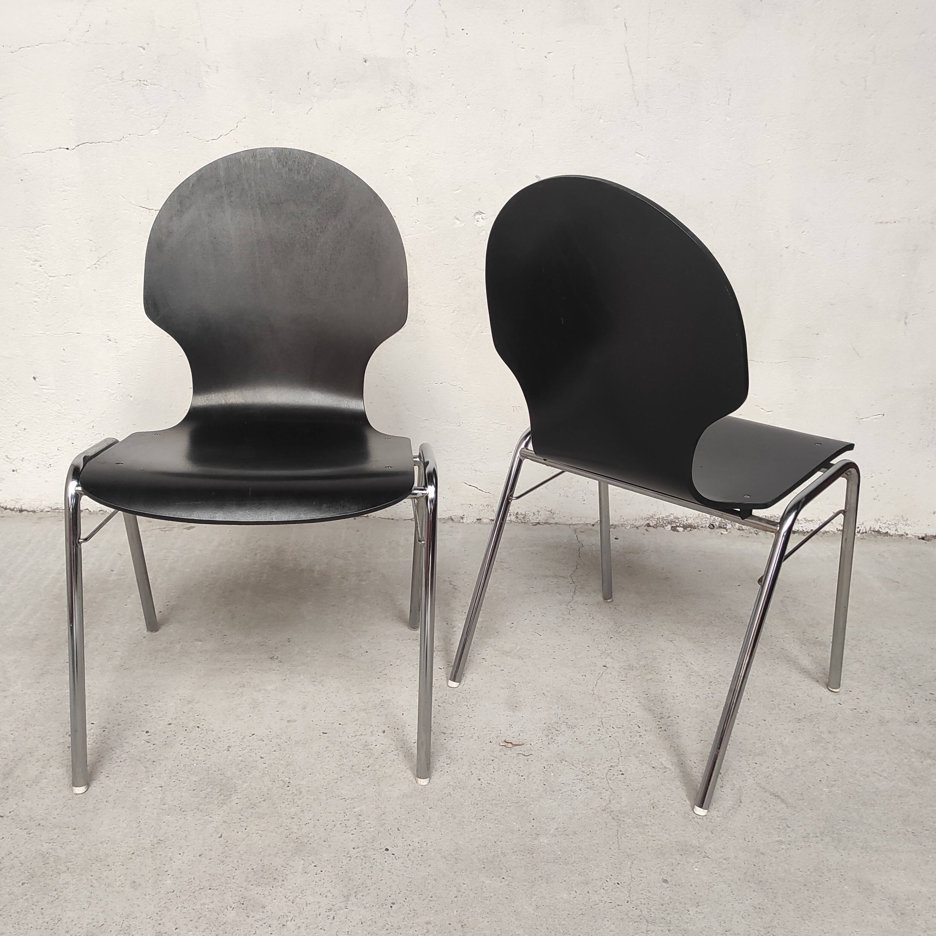 6 chaises plywood et chrome