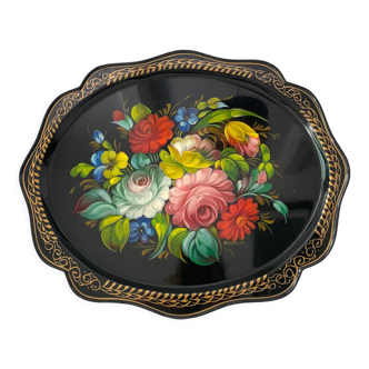 Metal tray Russian folk craft Jostovo