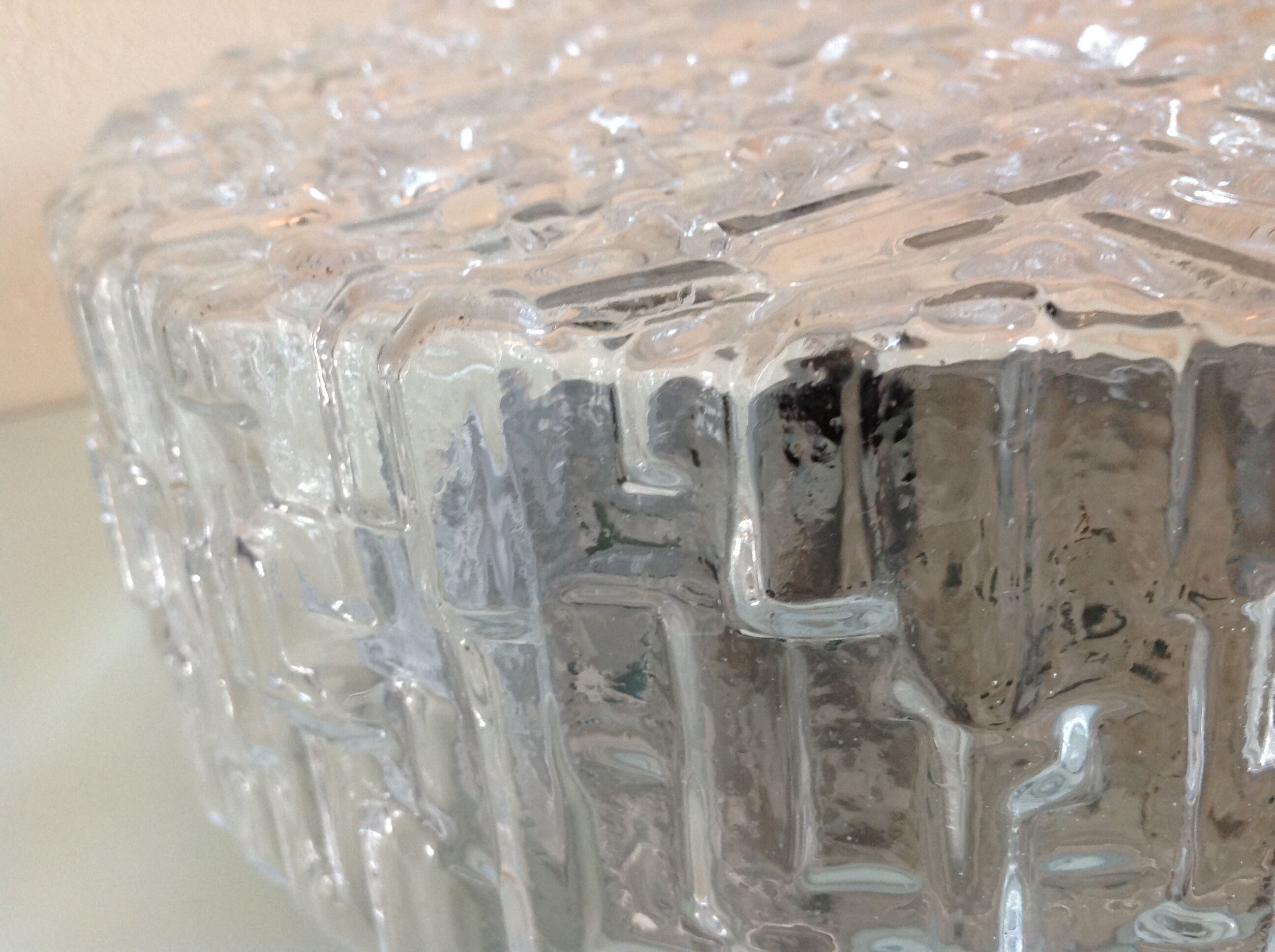 Round ceiling lamp in bulled glass / vintage 60s/70s