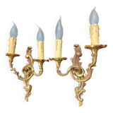 Pair of wall lights in louis xv style - bronze - 32 cm