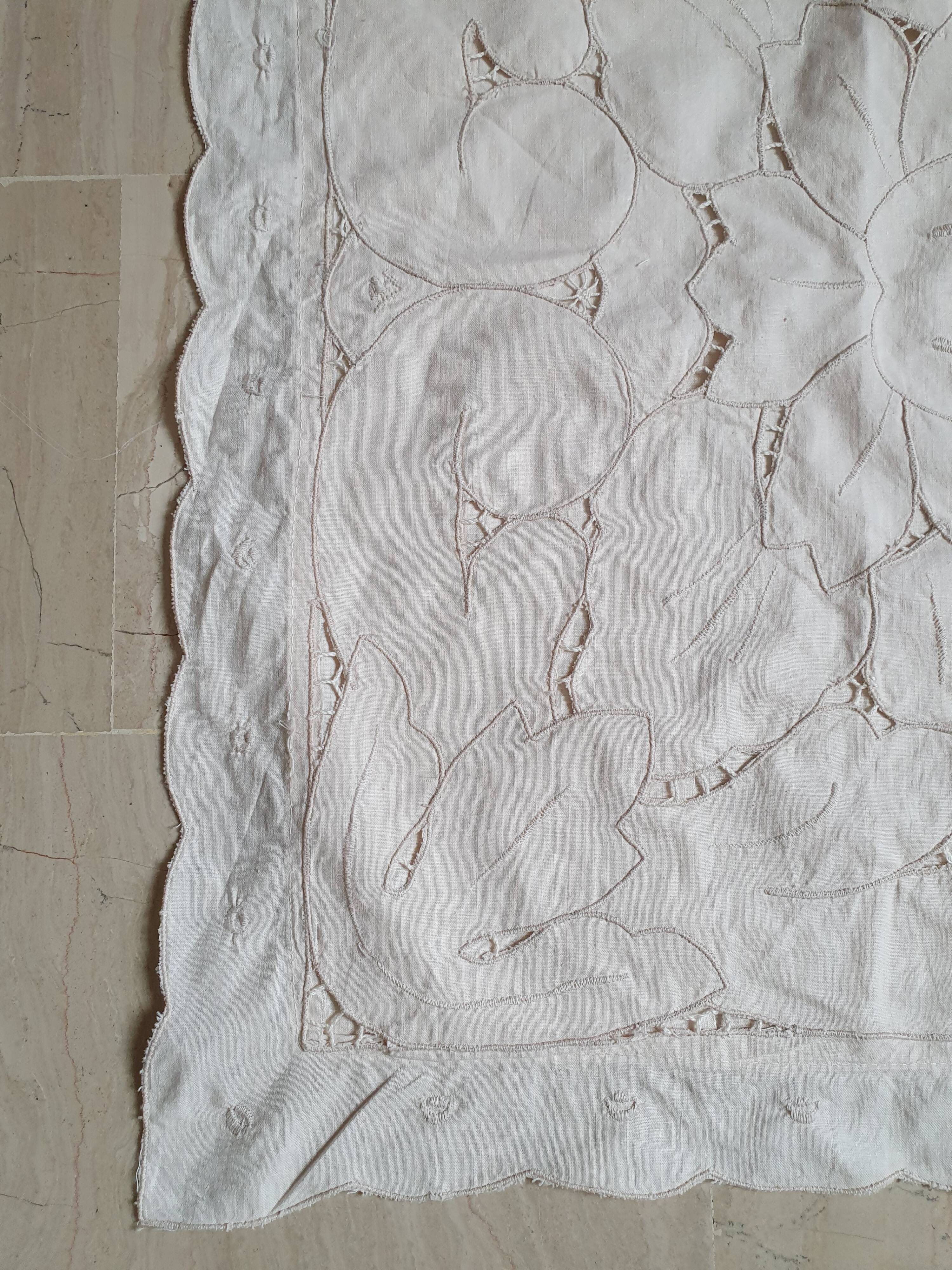 Flower embroidery cream cushion cover