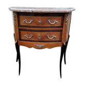Commode marqueterie ancienne style louis xvi plateau marbre vintage xxeme