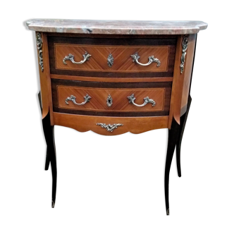 Commode marqueterie ancienne style louis xvi plateau marbre vintage xxeme