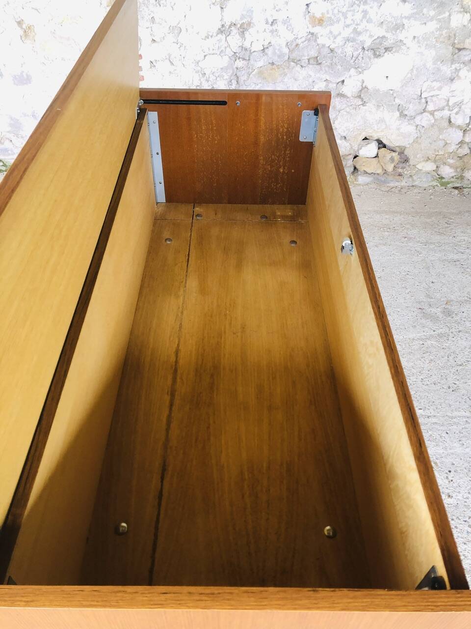 Teak storage unit with metal legs Circa 70's