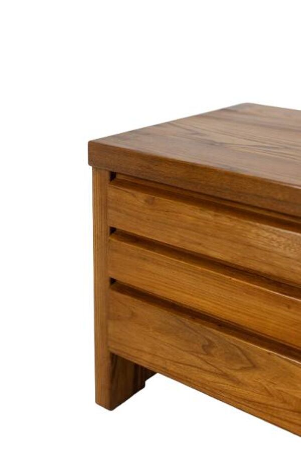 Pierre Chapo. Commode basse en orme blond. Circa 1970.