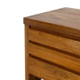 Pierre Chapo. Low chest of drawers in blond elm. Circa 1970.