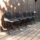 5 grey-blue plastic chairs by Robin Day for Hille