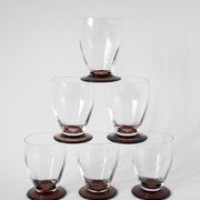 Lot de 6 verres à vin à pieds Violets, 1960