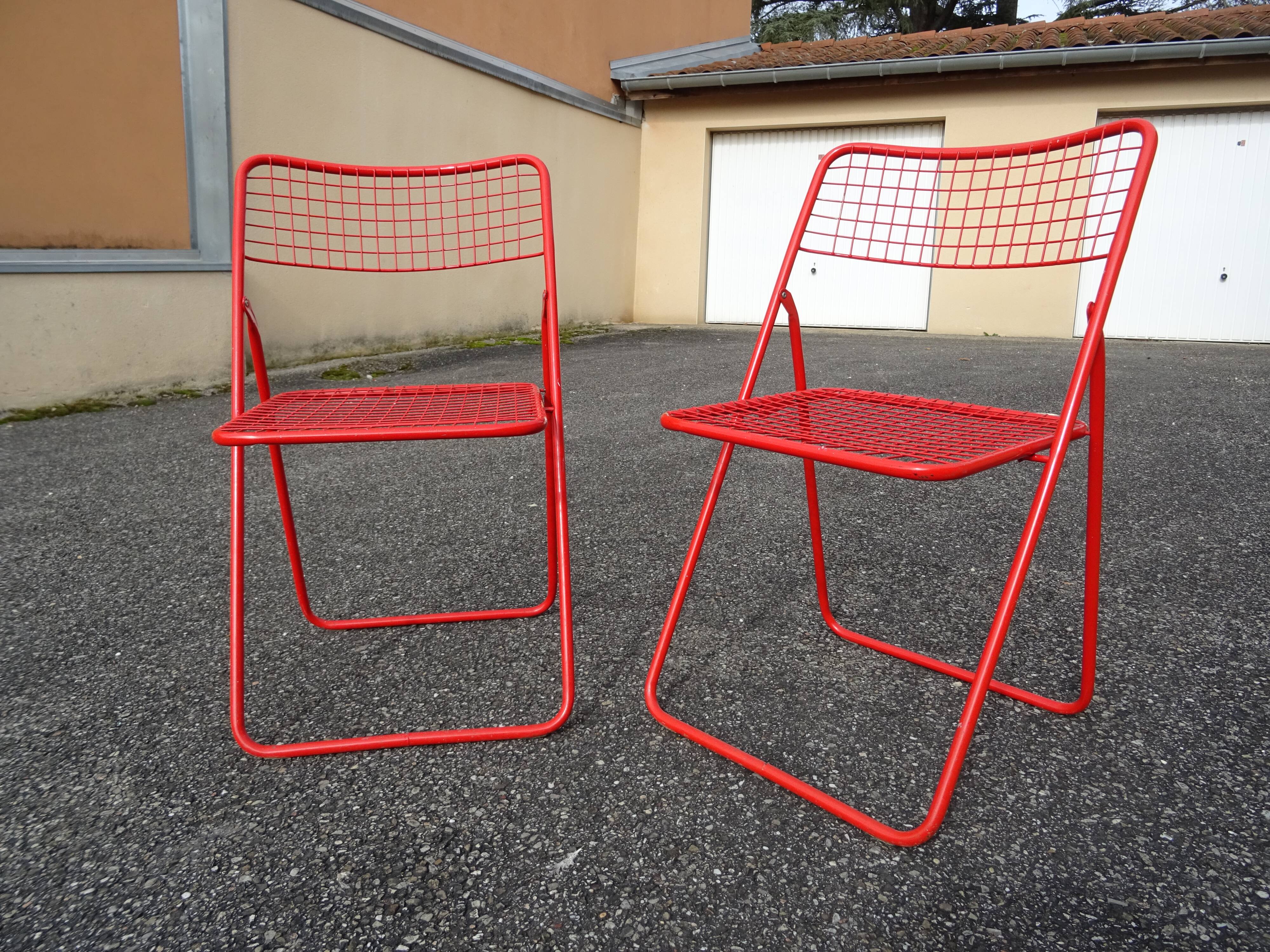 Pair of folding chairs Ted Net N. Gamelgaard 80s Ikéa