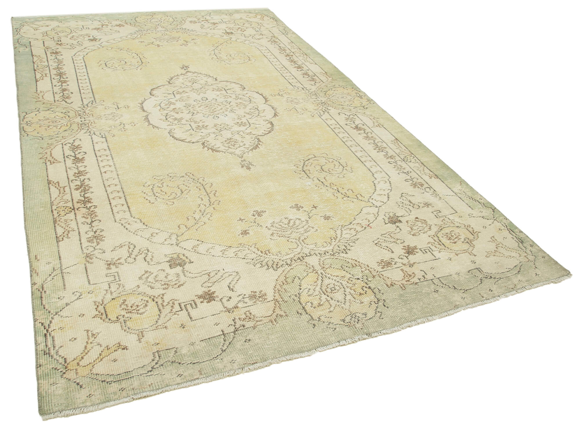 Hand-Knotted Vintage Turkish Beige Rug 186 cm x 313 cm