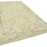Hand-Knotted Vintage Turkish Beige Rug 186 cm x 313 cm