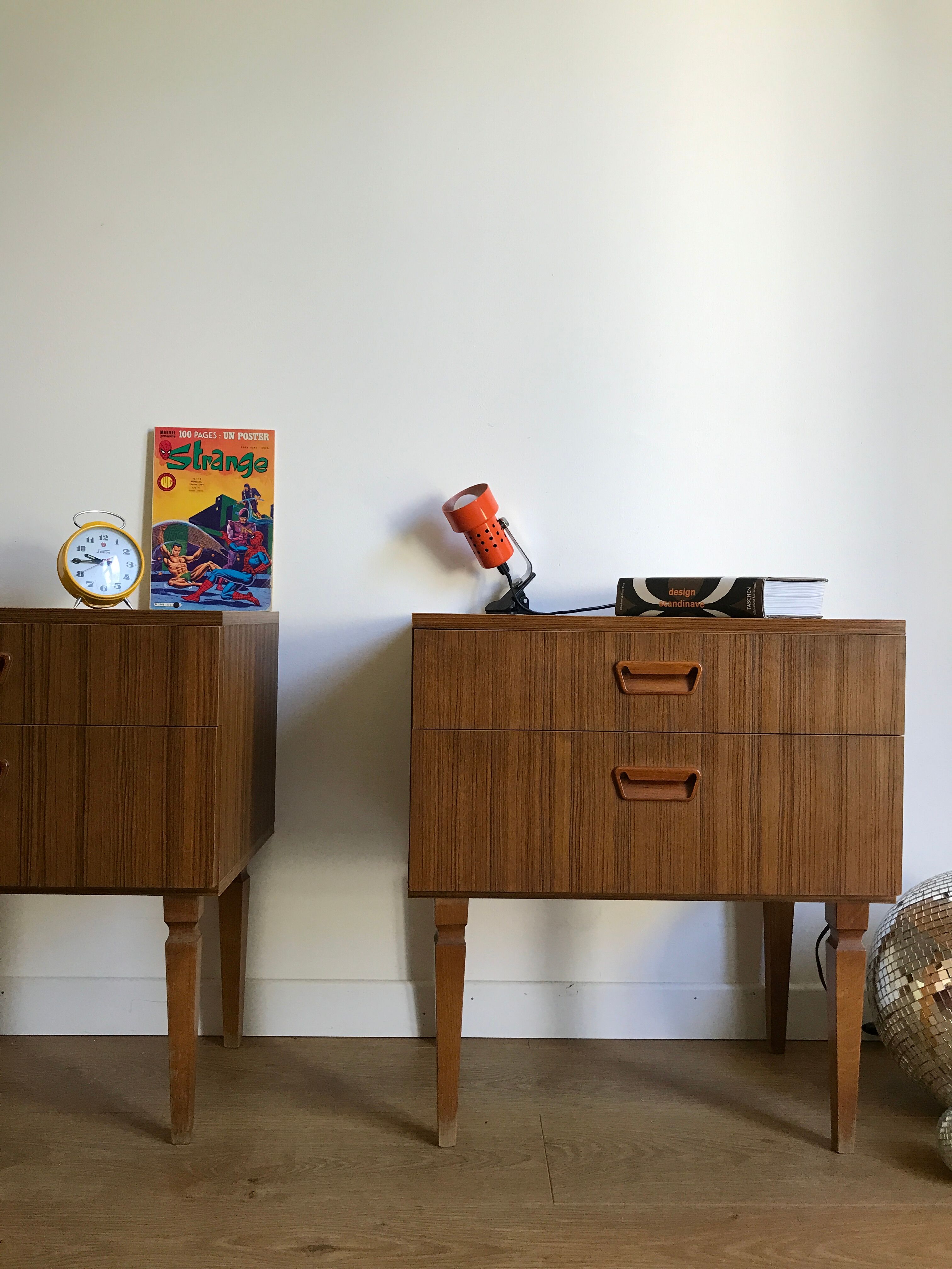 Pair of vintage bedside tables scandinavian style