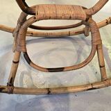 Vintage 1960s/70s rattan and bamboo rocking horse