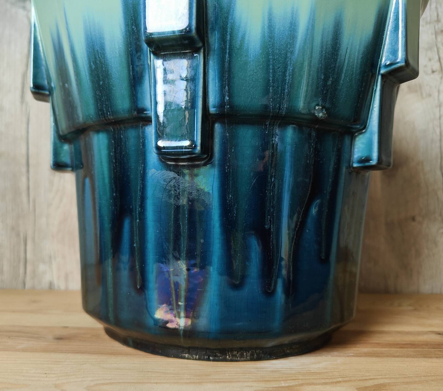 Iridescent Art Deco earthenware planter