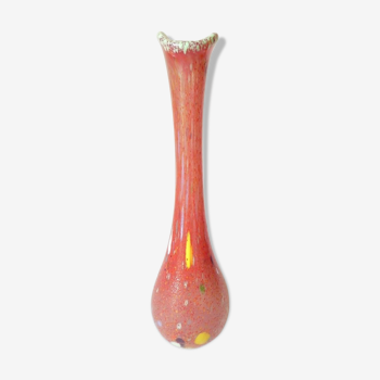 Vase soliflore en pate de verre a decor moucheté