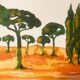 Tableau signé paysage « Lever de soleil provençal dans la pinède »