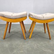 Mid Century Solid Maple Footstools with Curved Frames, 1960s