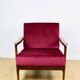 Fauteuil en bois vintage marron, framboise bordeaux, design par Z. Bączyk - 2 pièces disponibles
