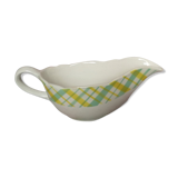 Sauciére Badonviller vaisselle ancienne tartan jaune et vert au pochoir