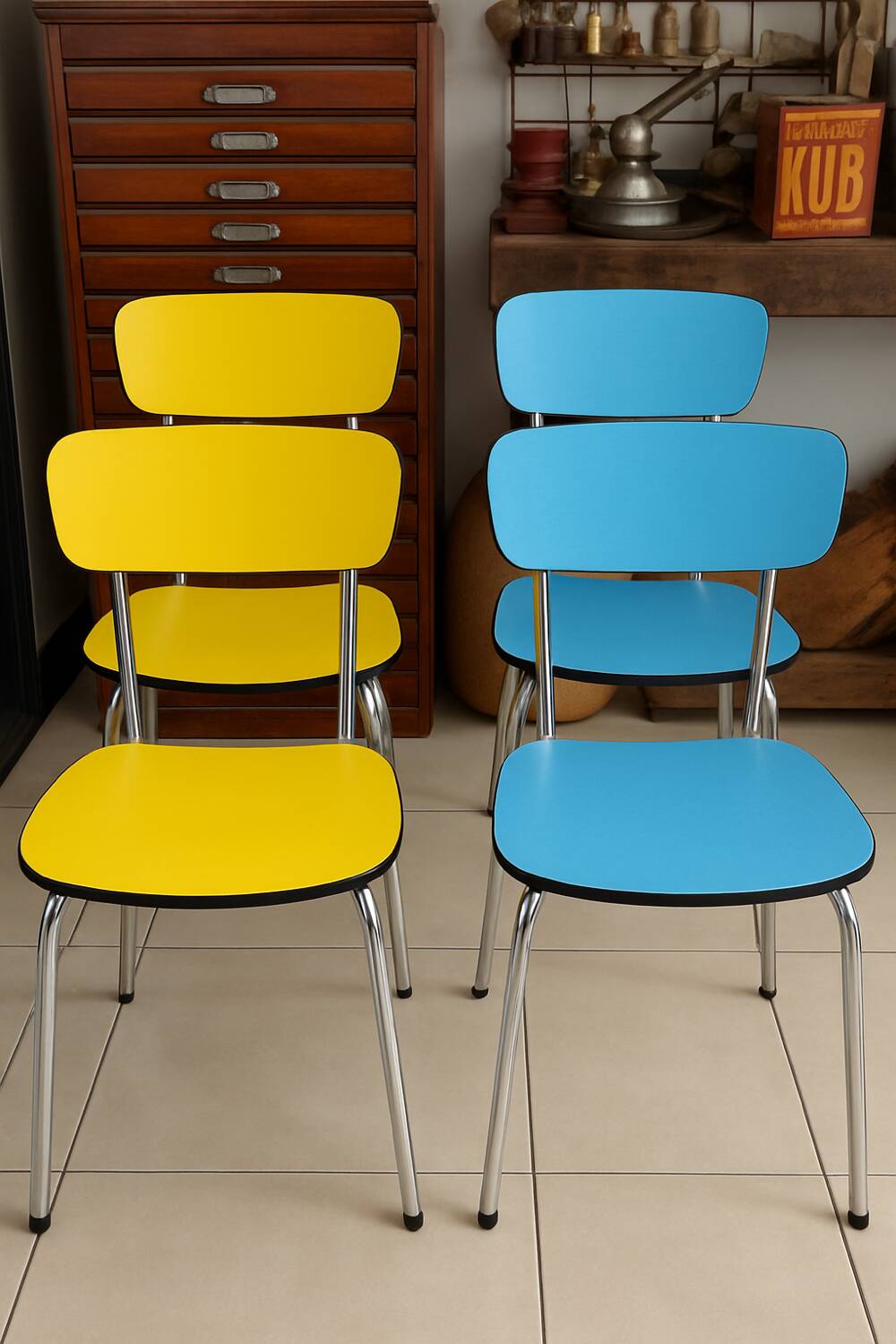Ensemble de 4 chaises en Formica vintage