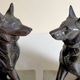 Pair of Art Deco bookends to signed wolf dogs