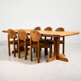 Pine dining set by Rainer Daumiller for Hirtshals Savvaerk, set of 7